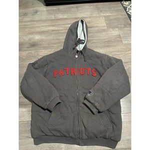 New England Patriots Hooded Hoodie Sweatshirt Sherpa Fleece Thick NFL Gray M